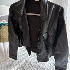 Aeropostale Black Leather Jacket, never worn & in perfect condition